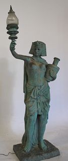 Large Antique Egyptian Revival Patinated Bronze