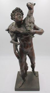 Large 19th Century Bronze Of A Hunter Carrying