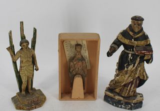 Lot Of 3 Antique Santos Figures .