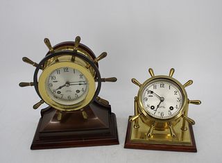 2 Vintage Brass Chelsea Ships Clocks.