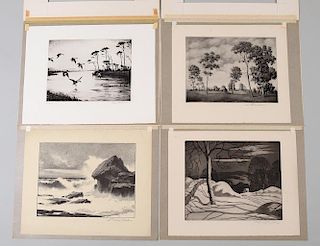 GROUP OF FOUR 20TH CENTURY LITHOGRAPHS AND ETCHINGS