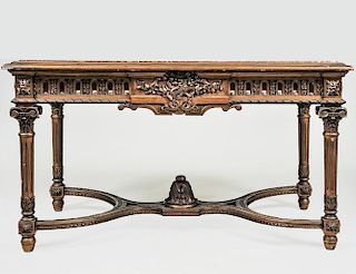 CARVED FRUITWOOD CENTER TABLE
