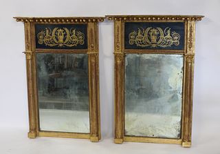 Magnificent Pair Of Sheraton Mirrors With Eglomise