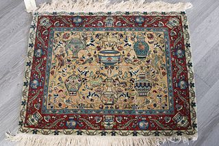 Antique And Finely Woven Silk Pectoral Mat.