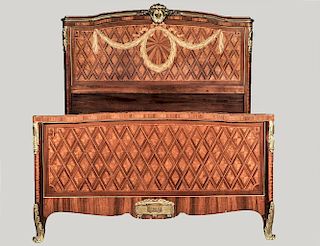 LOUIS XVI STYLE MARQUETRY BEDSTED