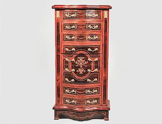 LOUIS XV STYLE INLAID TALL CHEST OF DRAWERS