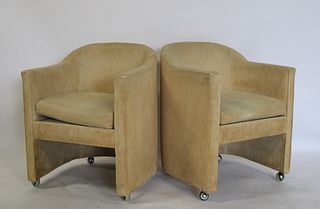 Midcentury Pair Of Upholstered Chairs Signed DFC