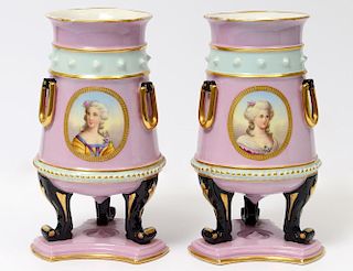 PAIR OF CONTINENTAL PORCELAIN VASES