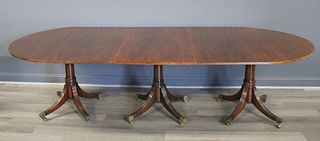 19th Century Mahogany Triple Pedestal Dining Table