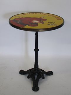 Vintage Enamel Decorated French Tavern Table.