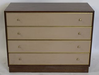Leather Front Chest Of Drawers In The Style Of