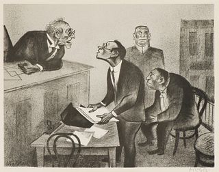 William Gropper  Evidence (Judge and Lawyer in Courtroom)
