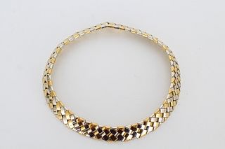 18K Yellow & White Gold Woven Necklace