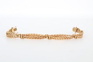 9K Yellow  Gold Quad Strand Wooven Bracelet