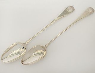 TWO GEORGE III STERLING SILVER STUFFING SPOONS