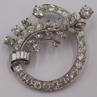JEWELRY. Platinum and Diamond Wreath Brooch. `