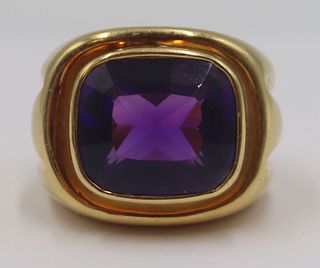 JEWELRY. Signed 18kt Gold and Amethyst Cocktail