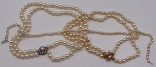 JEWELRY. Pearl and 14kt Gold Necklace Grouping