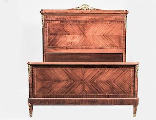 LOUIS XVI STYLE INLAID MAHOGANY BEDSTED