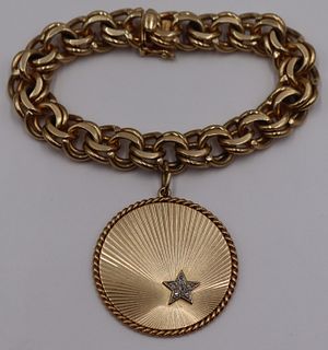 JEWELRY. Tiffany & Co 14kt Gold Bracelet and Charm