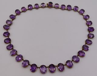 JEWELRY. Victorian 14kt Gold and Amethyst Necklace