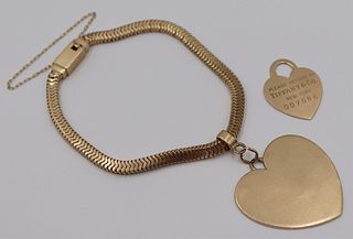 JEWELRY. 14kt Gold Bracelet & Tiffany & Co Charms.
