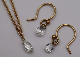 JEWELRY. 14kt Gold and Briolette Diamond Suite.