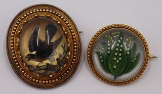 JEWELRY. Essex Crystal Reverse Painted Brooches.