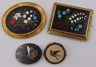 JEWELRY. (4) Pietra Dura Plaques as Brooches.