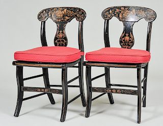 SET OF FOUR HITCHCOCK STYLE SIDE CHAIRS