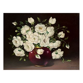 JACOBO D'ALCÁNTARA. Bouquet de flores. Firmado. Óleo sobre tela. Sin marco. 60 x 80 cm.