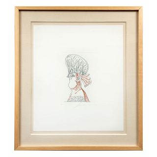 JOSÉ LUIS CUEVAS. Mujer de perfil. Firmado. Grabado 12/100. Enmarcado. 60 x 50 cm