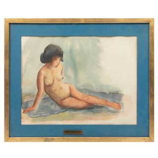 IGNACIO BETETA (Hermosillo, 1898 - Ciudad de México, 1988) Desnudo. Acuarela sobre papel. Firmada. Enmarcada. 34 x 44 cm