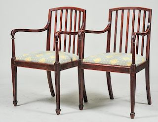 PAIR OF GEORGE III STYLE MAHOGANY ARM CHAIRS