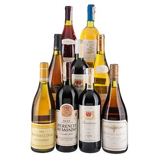 Lote de Vinos Blancos y Tintos de Francia e Italia. Chateaneuf Du Pape. En presentaciones de 750 ml. Total de Piezas: 9.