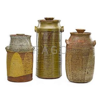 KEN FERGUSON Three large lidded jars