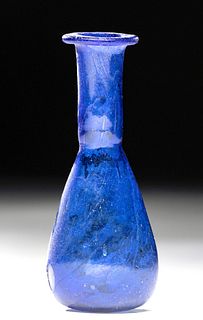 Miniature Roman Glass Unguentarium - Cobalt Blue Hue
