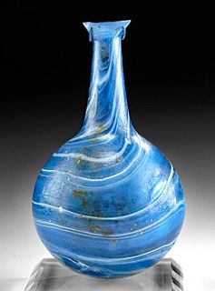 Roman Marbled Glass Bottle - Beautiful Cobalt Blue