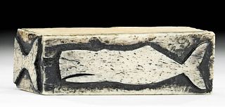 18th C. North American Whale Bone Log Stamp