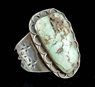 20th C. Navajo Silver & Turquoise Cuff Bracelet