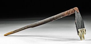 Rare 18th C. Samoan Wood Tattoo 'Au Tool w/ Boar Tooth