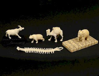 GROUP OF FIVE IVORY ANIMALS
