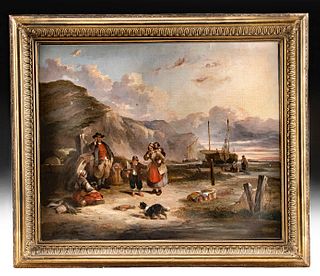Signed Hildebrandt Painting, White Cliffs of Dover 1855