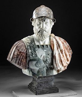 Huge 20th C. Italian Marble Bust of Marcus Aurelius