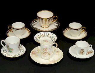 GROUP OF SIX ASSORTED PORCELAIN CUPS AND SAUCERS
