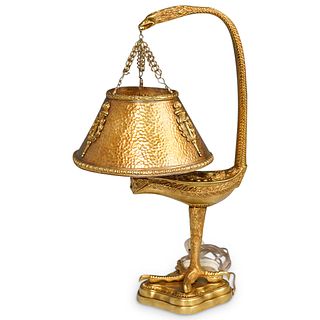 French Muller Freres Style Brass Eagle Lamp