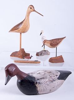 Signed Wooden Bird Sculptures, Five (5)