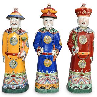 (3 Pc) Chinese Dignitaries Porcelain Figures