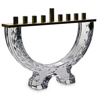 Waterford Crystal and Brass Menorah
