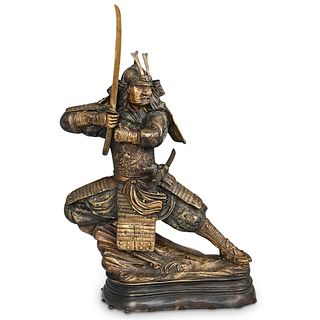 Signed Bronze Samurai Statue